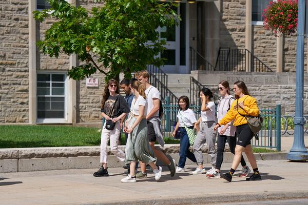 students walking